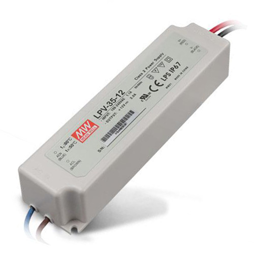 LPV-35-12 36Watt AC90～264V Input Mean Well High-efficacy Waterproof DC12V UL-Listed LED Display Lighting Power Supply